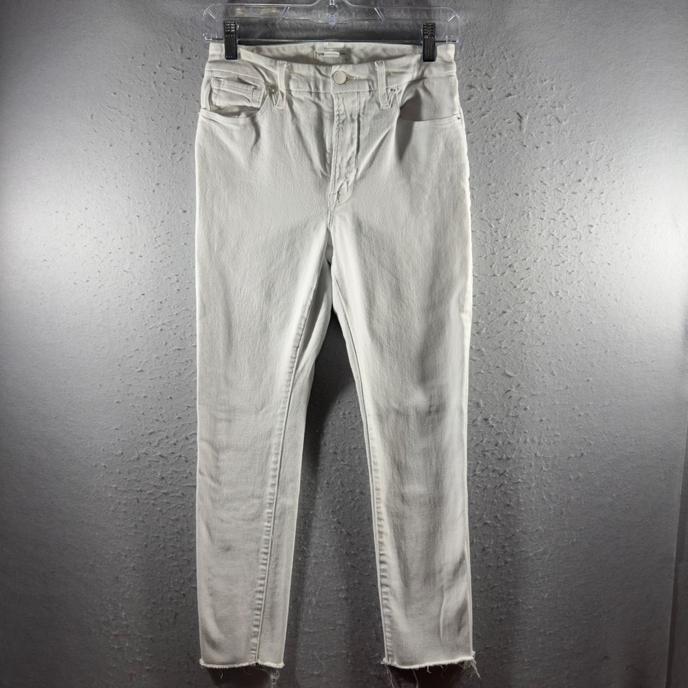 3215 | Good American Good Legs High Rise Skinny Jeans White Raw Hem Women 4 27